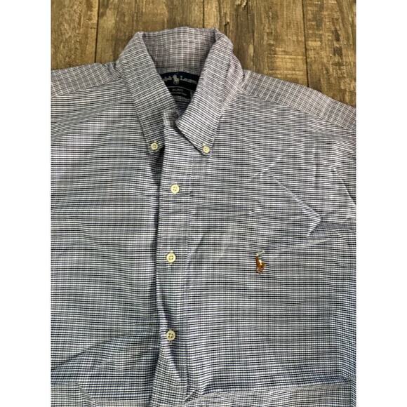 Ralph Lauren Men's Blue Plaid Blake 100% Cotton Button Down Shirt Size XXL - Picture 2 of 5